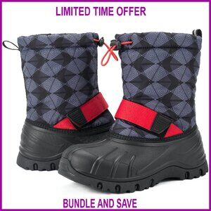 Kids Waterproof Snow Boots Winter Slip Resistant Cold Weather Shoes